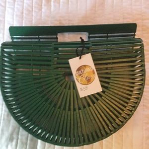 Green bamboo purse
